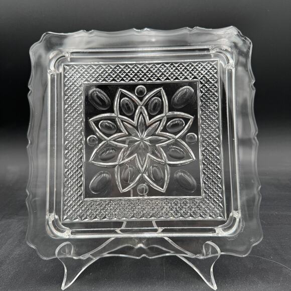 Vintage Square Cake Plate 10" Cape Cod by Imperial Glass Ohio Glassware - Picture 1 of 8